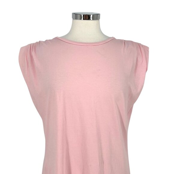St. Roche Pink Echo Mini Dress Supima Cotton Padded Shoulders Size XL - Picture 2 of 13